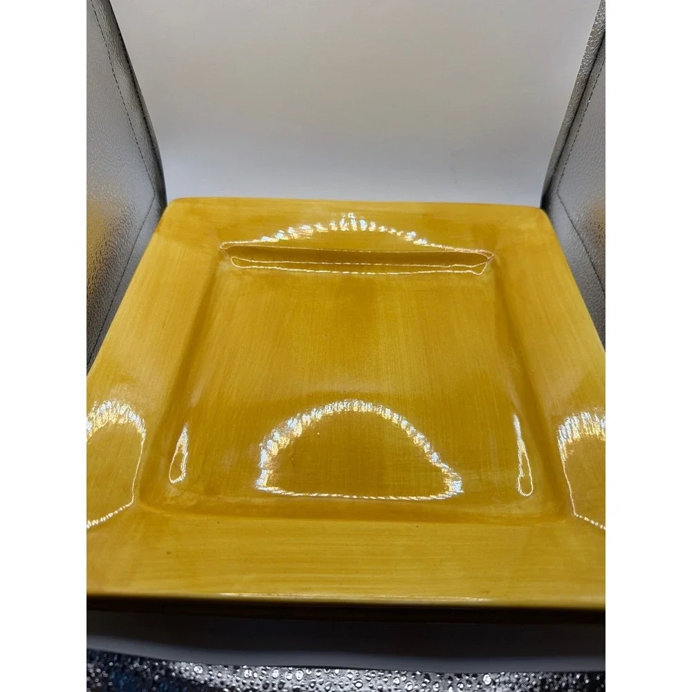 2 Pier 1 Essential Colours Yellow Square Dinner Plates 10.5